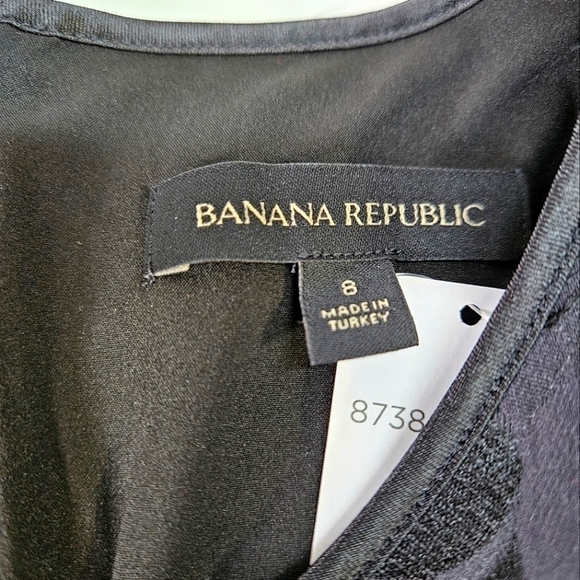 NEW Banana Republic Fringe Dot Shift Black Short Sleeve Dress Size 8 - Picture 4 of 7